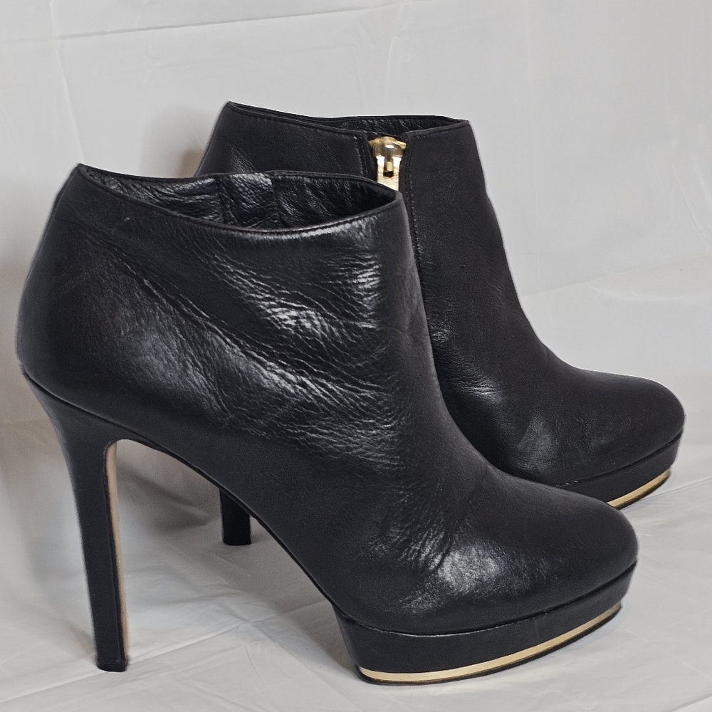 Vince Camuto Vira Black Leather 5" Heeled Booties, Woman's Size 8B - Picture 3 of 8